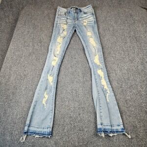 Pheelings Distressed Flare Jeans Light Wash Ripped Frayed Hem Mens Size 28